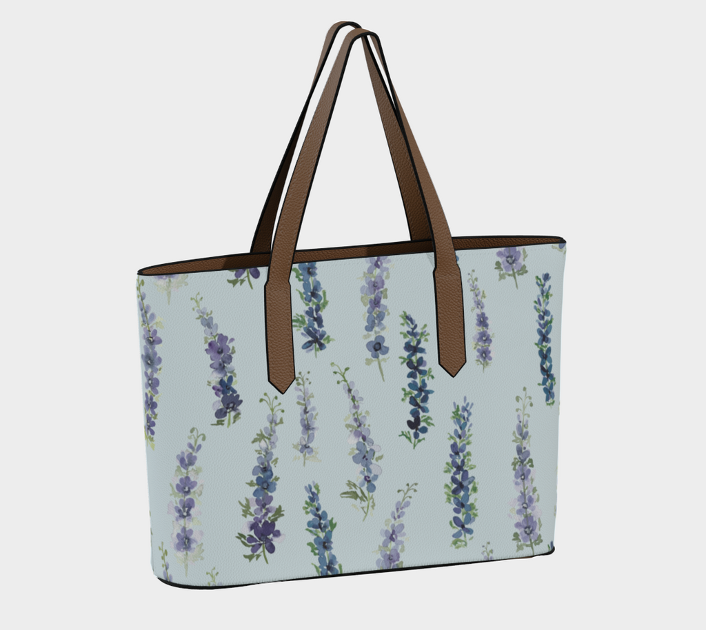 Vegan Leather Carryall Tote – Delphinium on Barely Blue