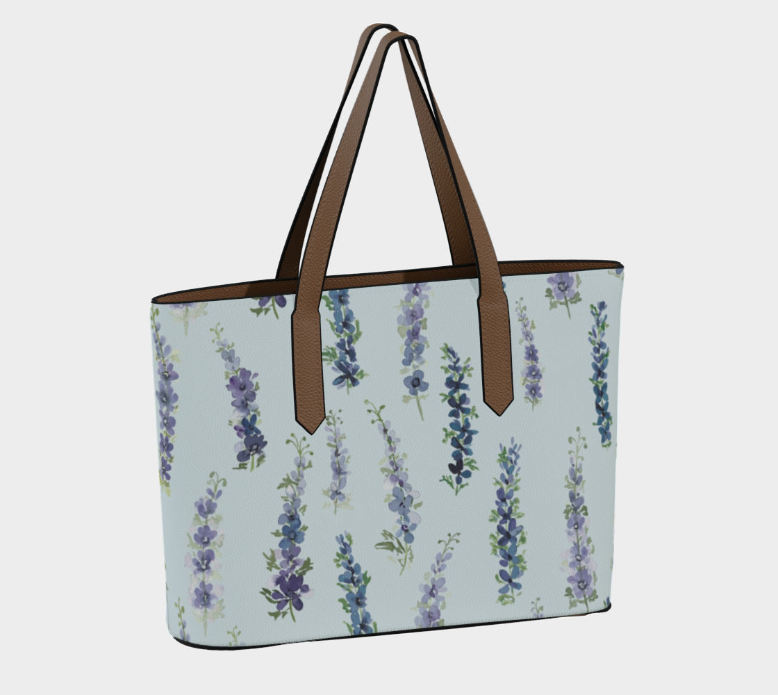 Vegan Leather Carryall Tote – Delphinium on Barely Blue