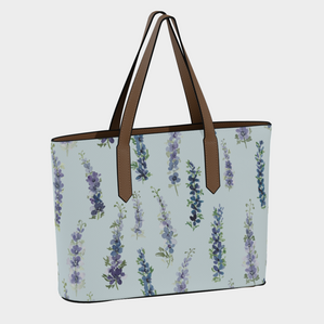 Vegan Leather Carryall Tote – Delphinium on Barely Blue