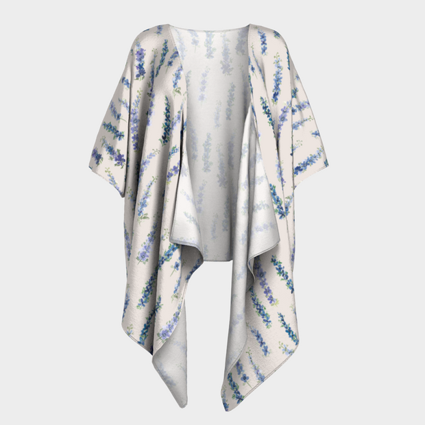 Draped Kimono — Dancing Delphinium on Cream