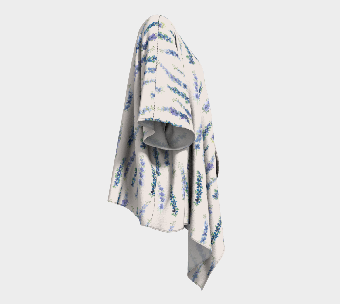 Draped Kimono — Dancing Delphinium on Cream