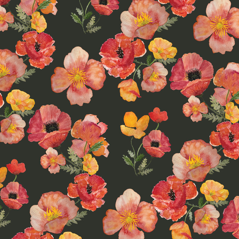 Ember Poppies Linen Dinner Napkins