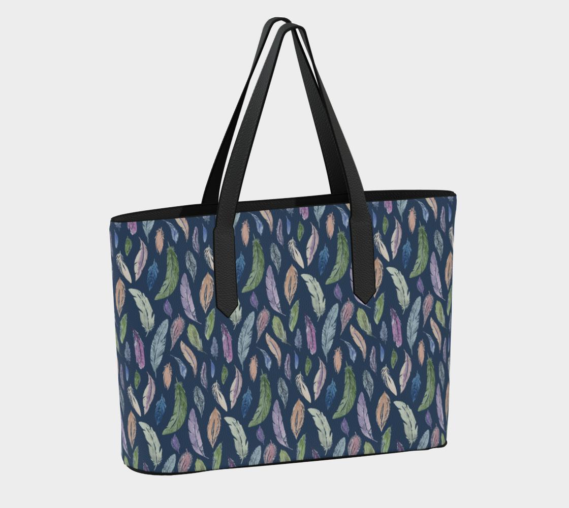 Vegan Leather Carryall — Boho Feathers on Navy