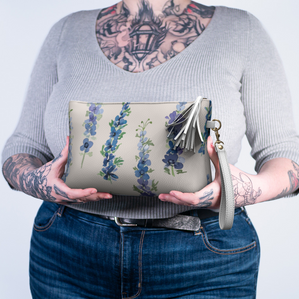 Vegan Leather Clutch & Makeup Bag – Delphinium Natural