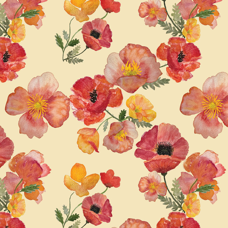 Ember Poppies Linen Dinner Napkins