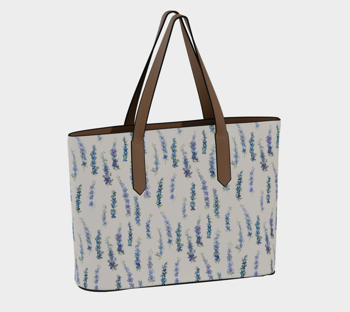 Vegan Leather Carryall — Dancing Delphinium on Cream