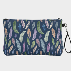 Clutch/Makeup bag with Featherlight on Navy pattern