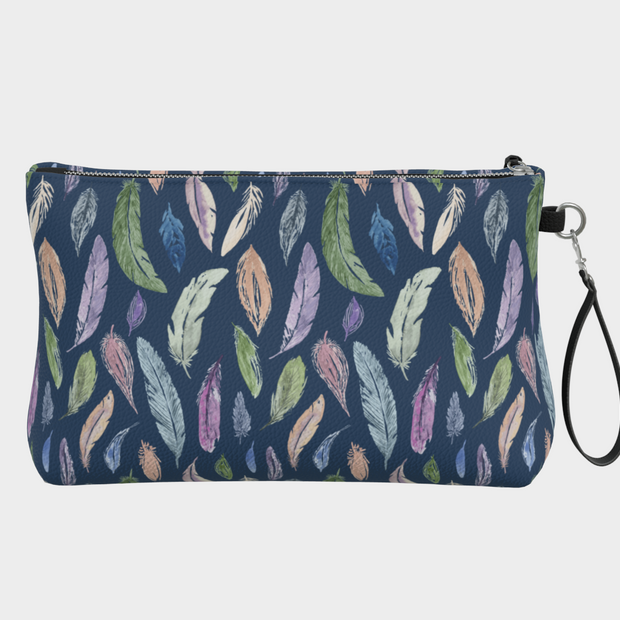 Clutch/Makeup bag with Featherlight on Navy pattern