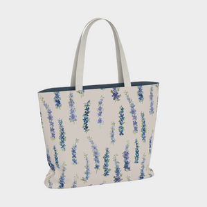 Weekender with Dancing Delphinium on Cream pattern