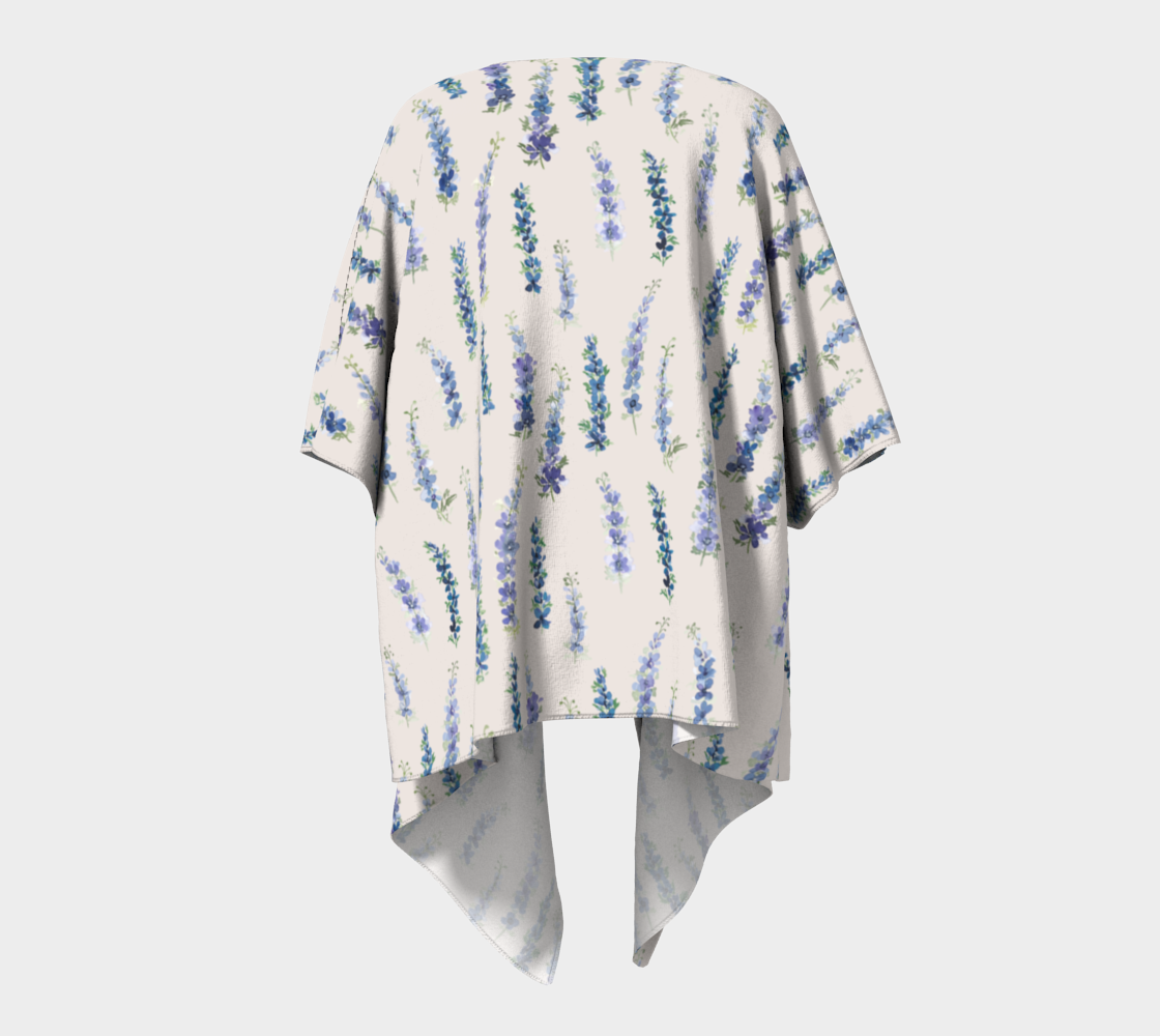 Draped Kimono — Dancing Delphinium on Cream