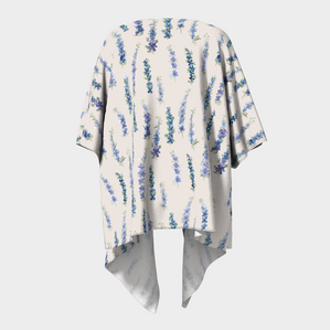 Draped Kimono — Dancing Delphinium on Cream