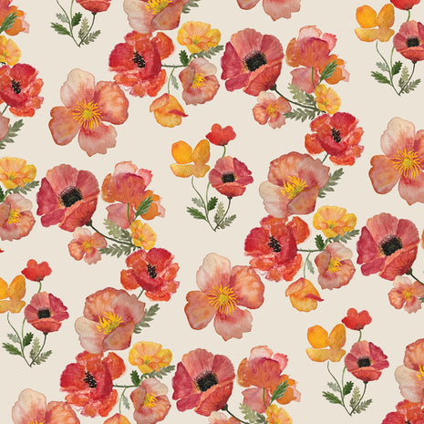 ember poppies linen tea towel