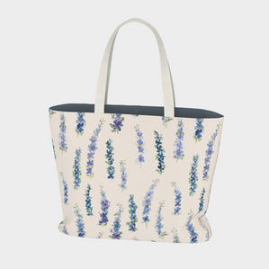 Weekender with Dancing Delphinium on Cream pattern