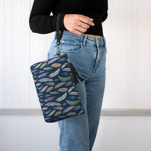 Clutch/Makeup bag with Featherlight on Navy pattern