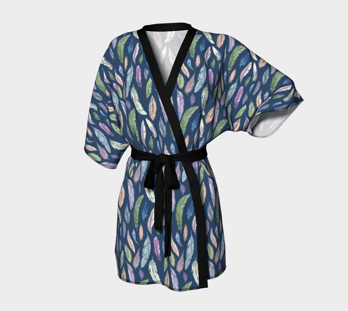 Kimono Robe — Navy Feathers