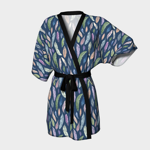 Kimono Robe — Navy Feathers