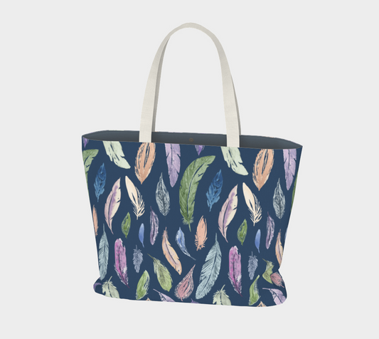 The Weekender Tote – Feathers on Navy