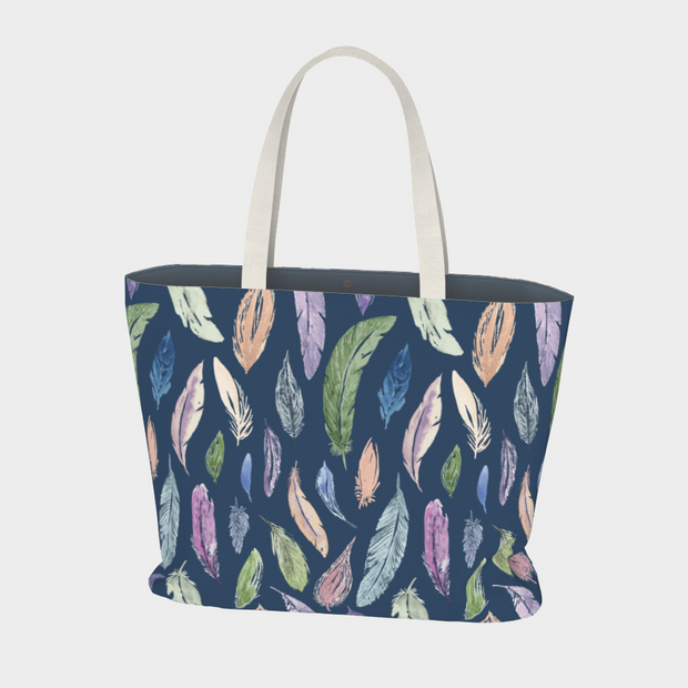 The Weekender Tote – Feathers on Navy
