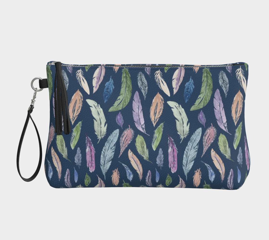 Clutch/Makeup bag with Featherlight on Navy pattern