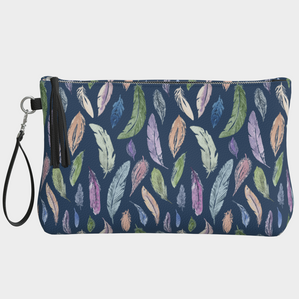 Clutch/Makeup bag with Featherlight on Navy pattern