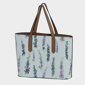 Vegan Leather Carryall Tote – Delphinium on Barely Blue