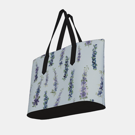 Vegan Leather Carryall Tote – Delphinium on Barely Blue