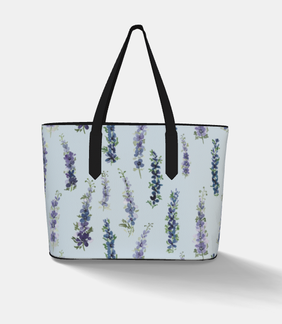 Vegan Leather Carryall Tote – Delphinium on Barely Blue
