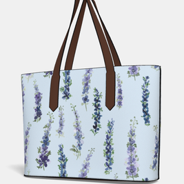Vegan Leather Carryall Tote – Delphinium on Barely Blue