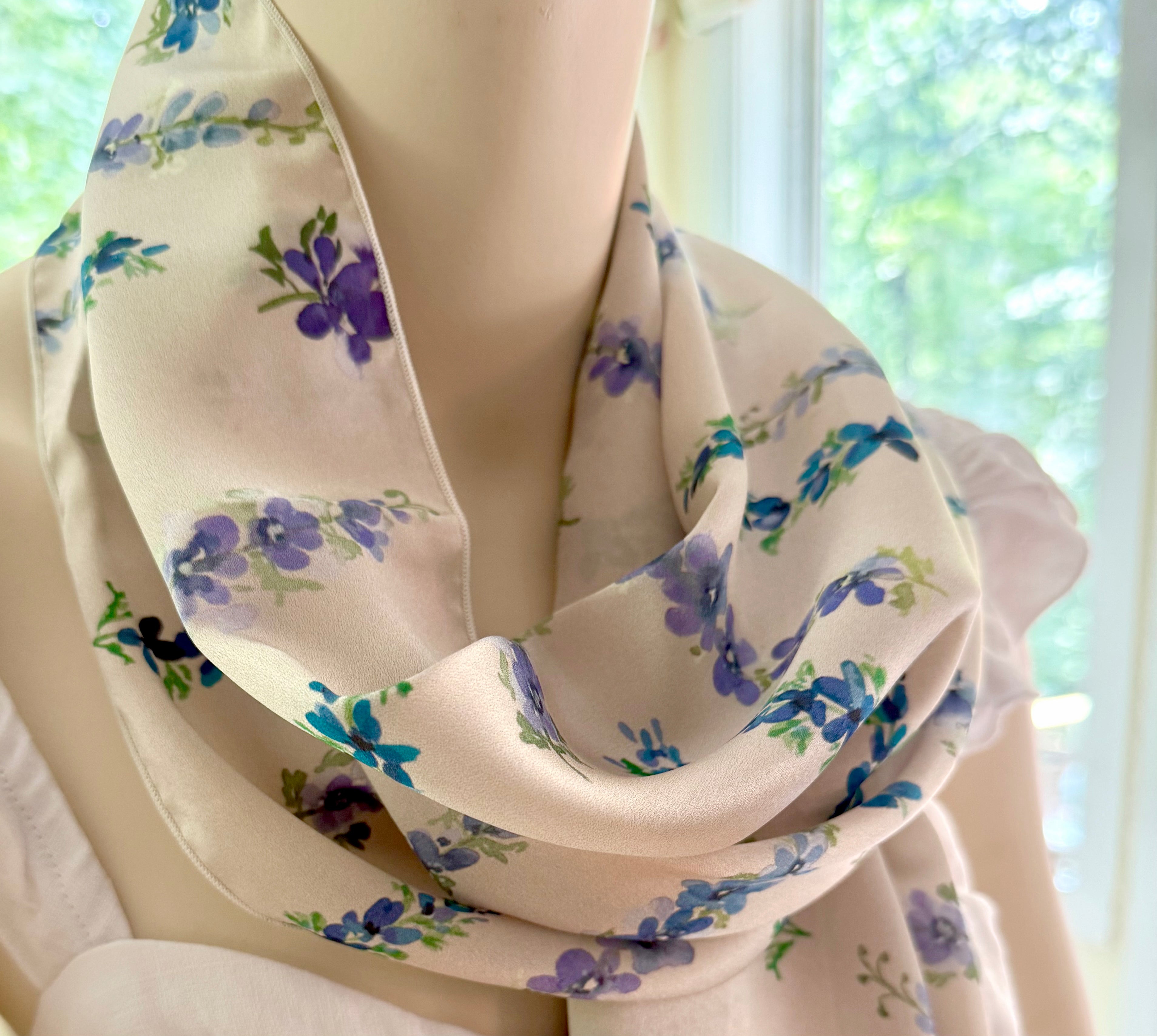 Scarf & Shawl in Dancing Delphinium