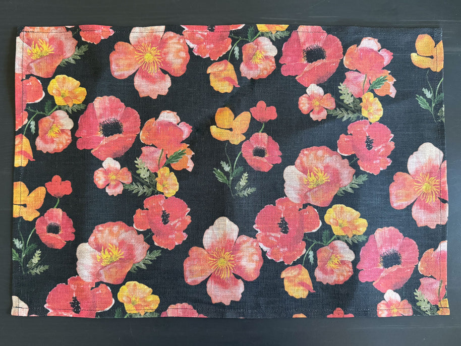 ember poppies european linen placemats