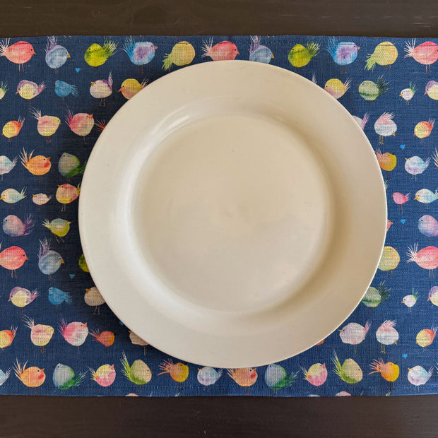 floofy birds european linen placemats