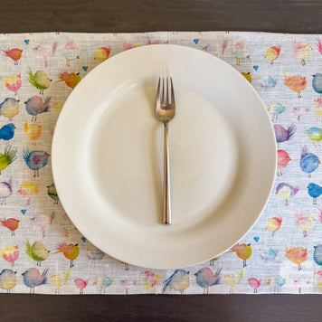 floofy birds european linen placemats