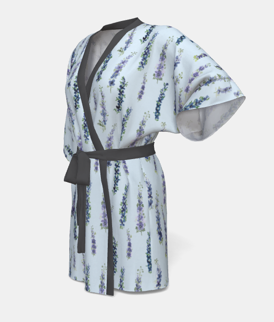 Kimono Robe — Dancing Delphinium in Barely Blue