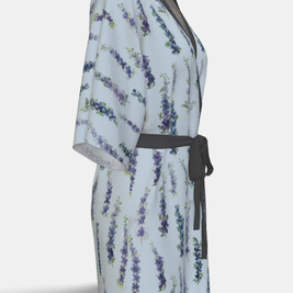 Kimono Robe — Dancing Delphinium in Barely Blue