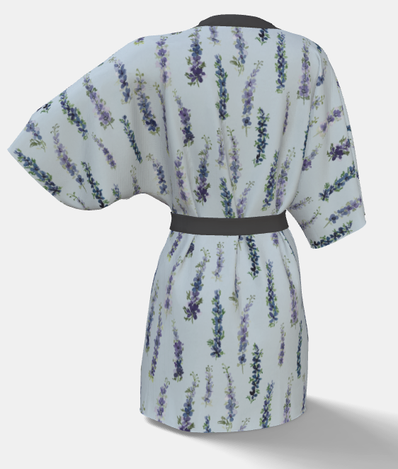 Kimono Robe — Dancing Delphinium in Barely Blue