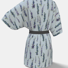 Kimono Robe — Dancing Delphinium in Barely Blue