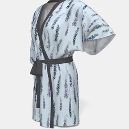Kimono Robe — Dancing Delphinium in Barely Blue