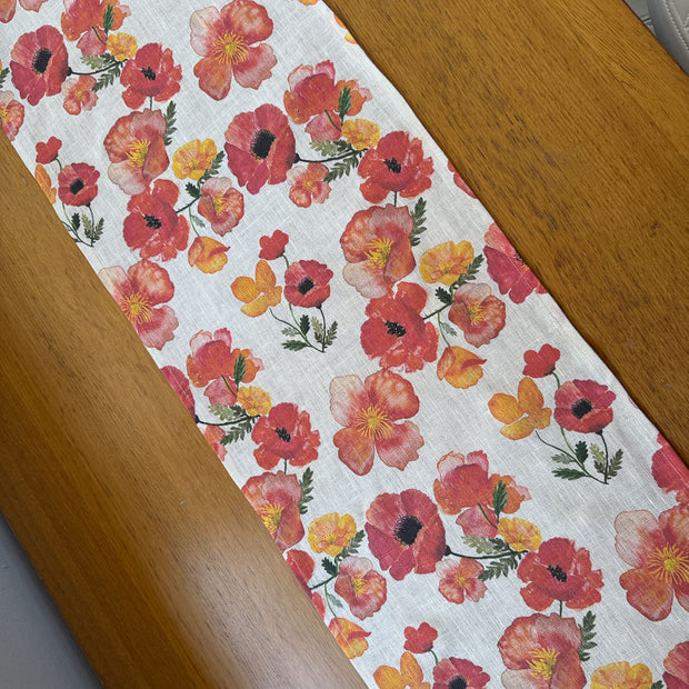 ember poppies european linen table runner