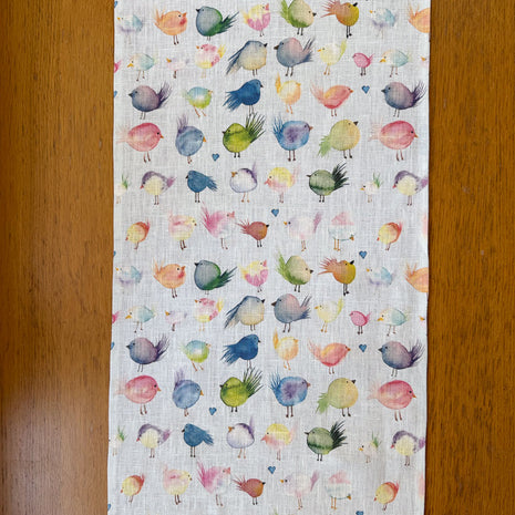 floofy birds european linen table runner
