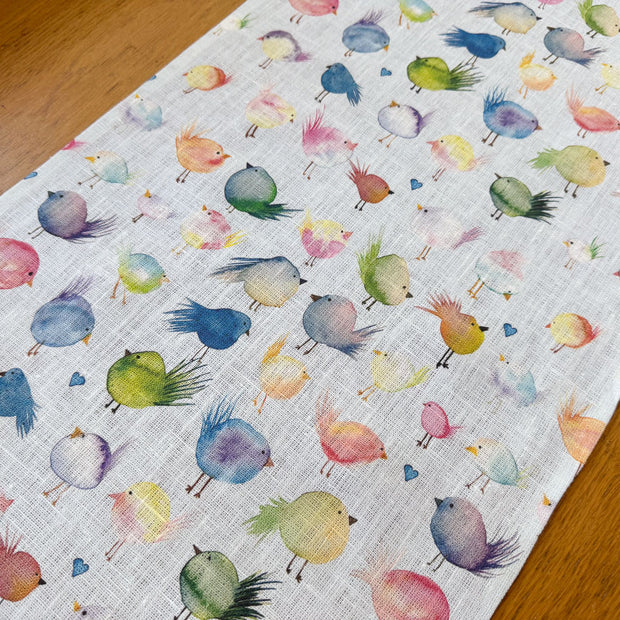 floofy birds european linen table runner