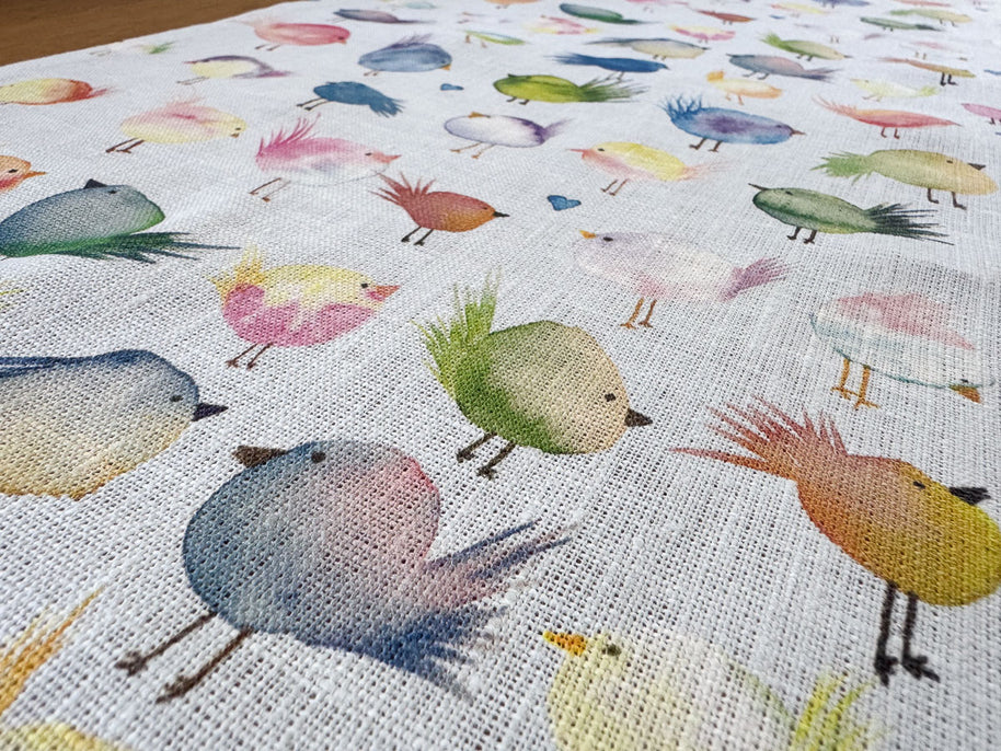 floofy birds european linen table runner