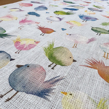 floofy birds european linen table runner