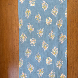 golden hydrangea european linen table runner in aqua