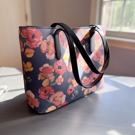ember poppies carryall in vegan leather