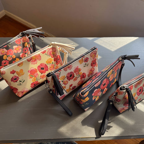 the ember poppies clutch collection in vegan leather