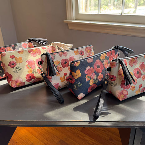 the ember poppies clutch collection in vegan leather