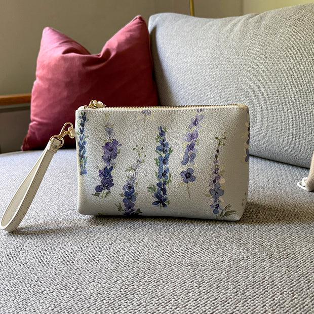 Vegan Leather Clutch  & Makeup Bag—Delphinium Sky