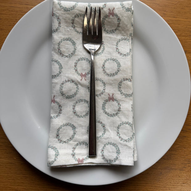 Holiday Wreath Linen Napkins