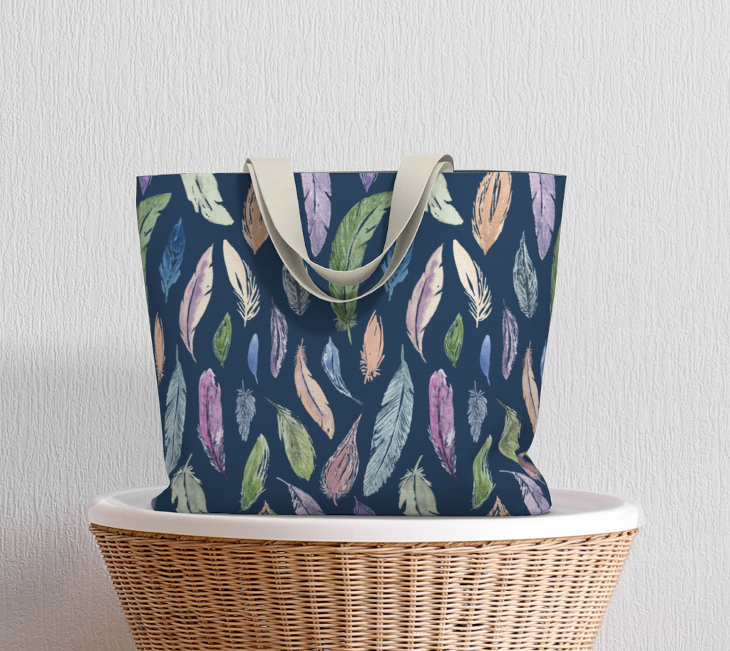The Weekender Tote – Feathers on Navy