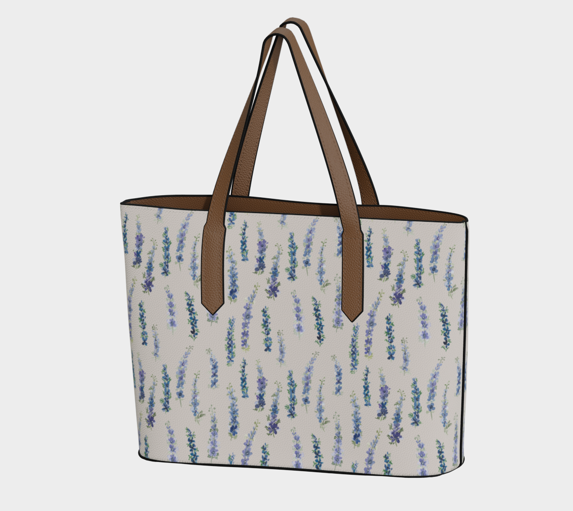 Vegan Leather Carryall — Dancing Delphinium on Cream